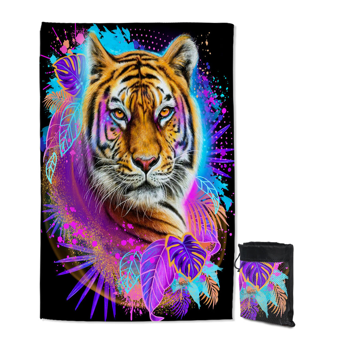 Jungle Animals Art Tiger Lightweight Beach Towels for Travel
