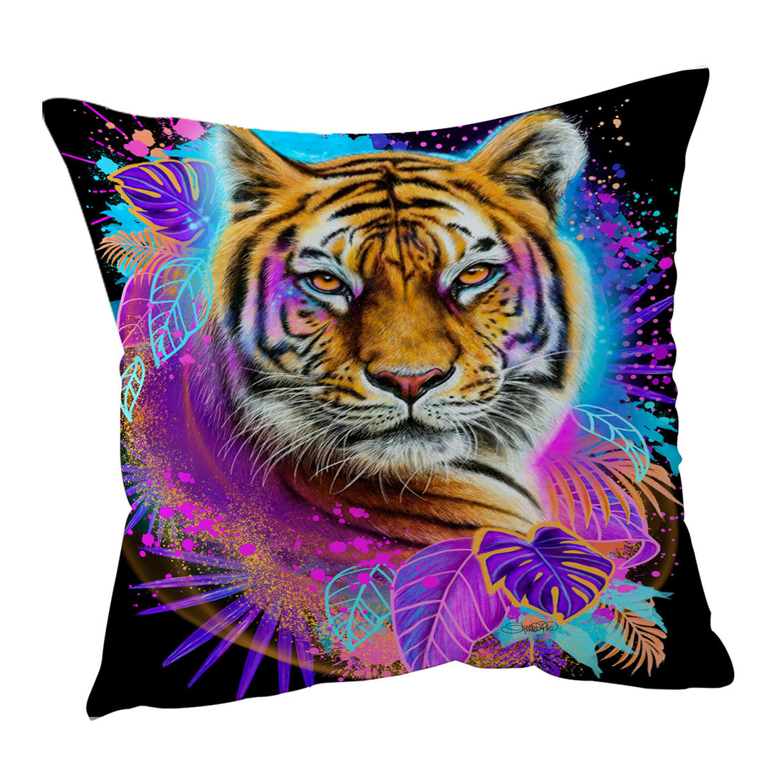 Jungle Animals Art Tiger Throw Pillow