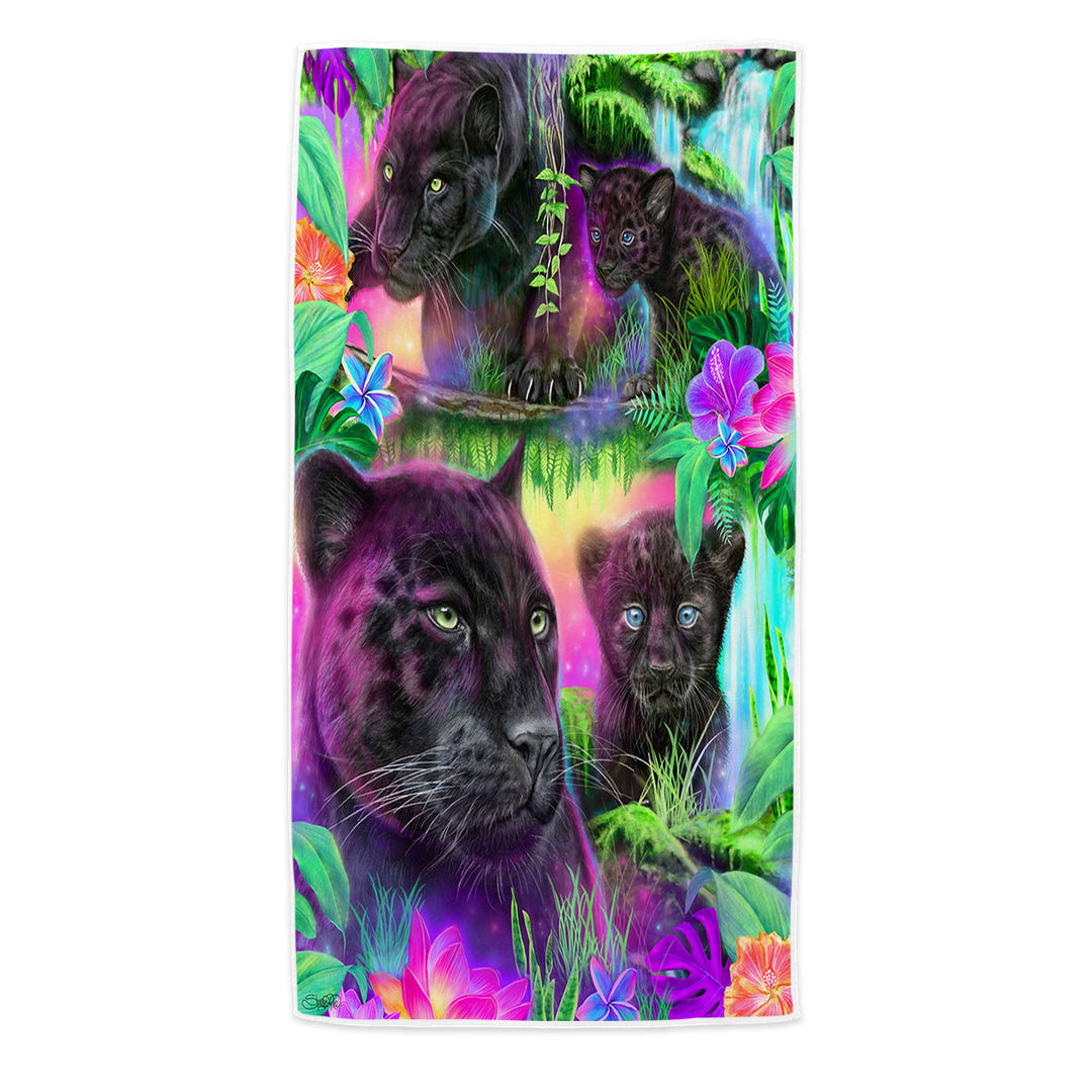 Jungle Themed Beach Towels Animal Painting Daydream Panthers