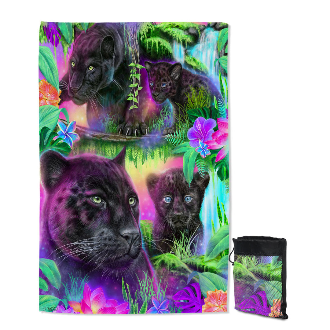 Jungle Themed Lightweight Quick Dry Towel Animal Painting Daydream Panthers