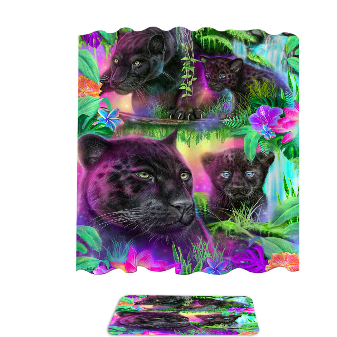 Jungle Themed Shower Curtains Animal Painting Daydream Panthers