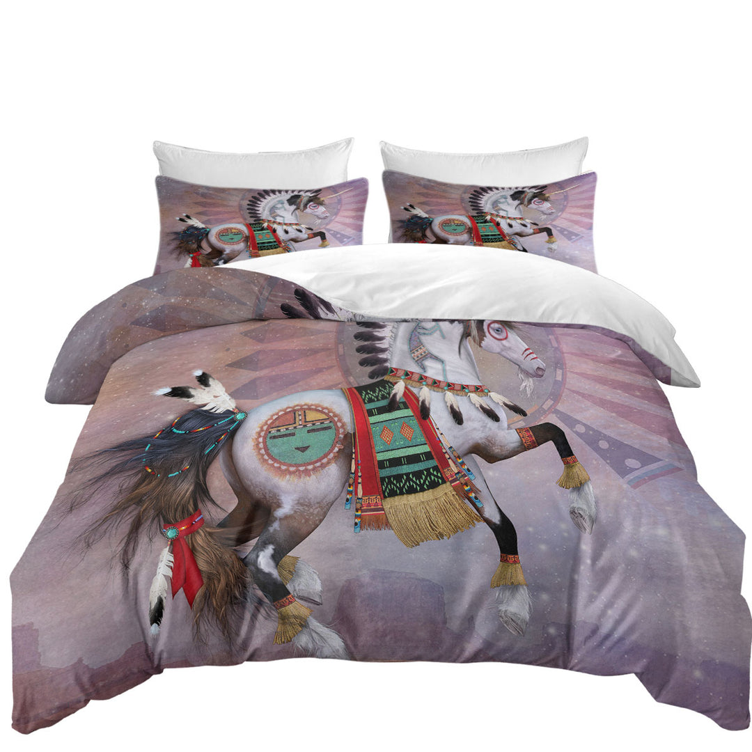 Kachina Native American Unicorn Duvet Cover sale