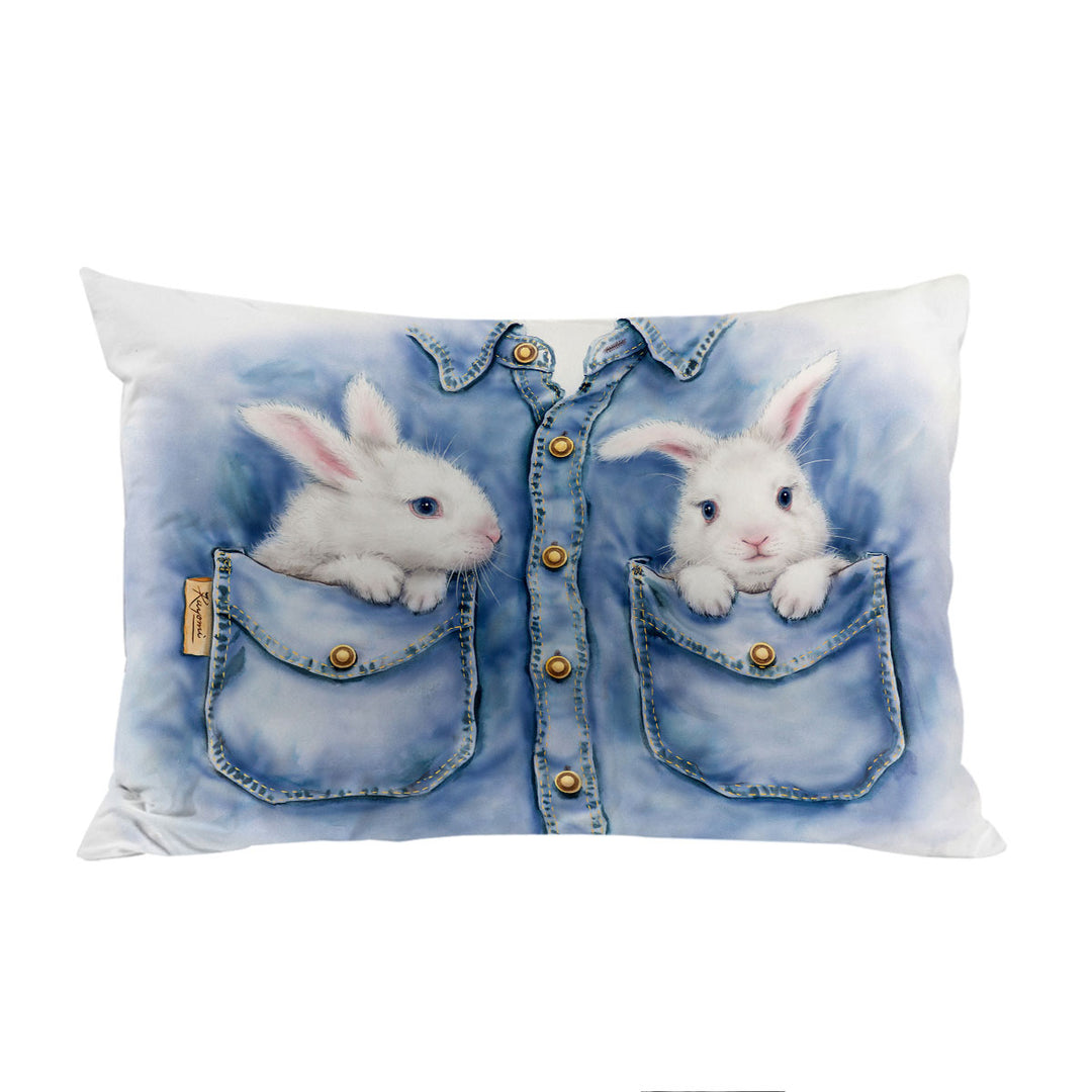 Kids Adorable Animal Drawings Pocket Bunnies King Pillow Cases