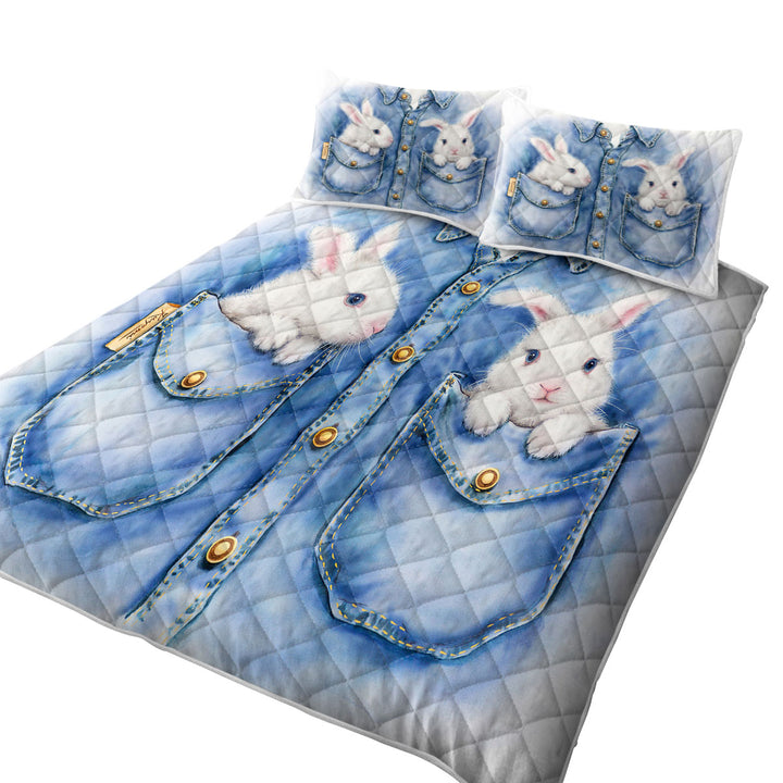 Kids Adorable Animal Drawings Pocket Bunnies Quilts