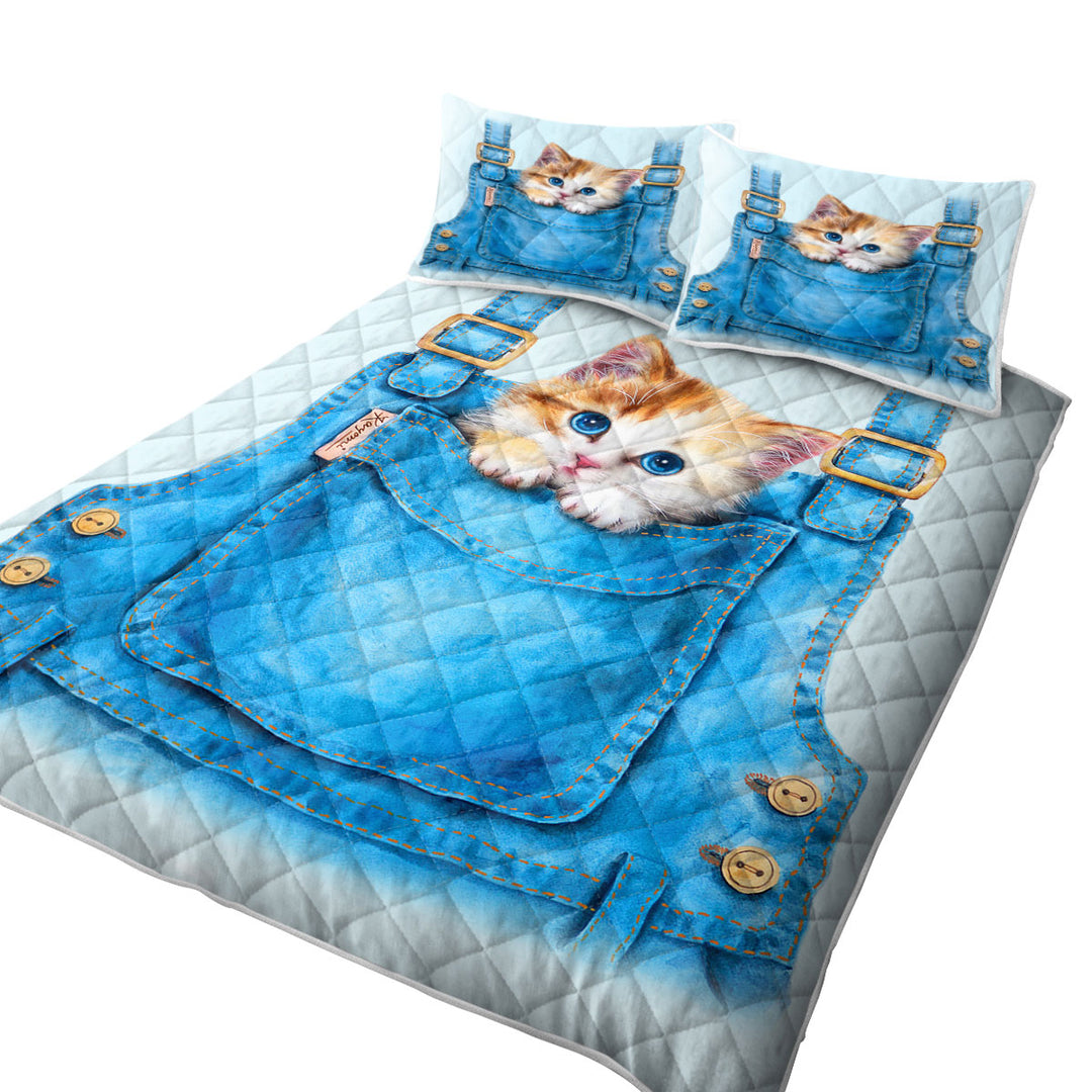 Kids Adorable Animal Drawings Pocket Kitten Coverlets