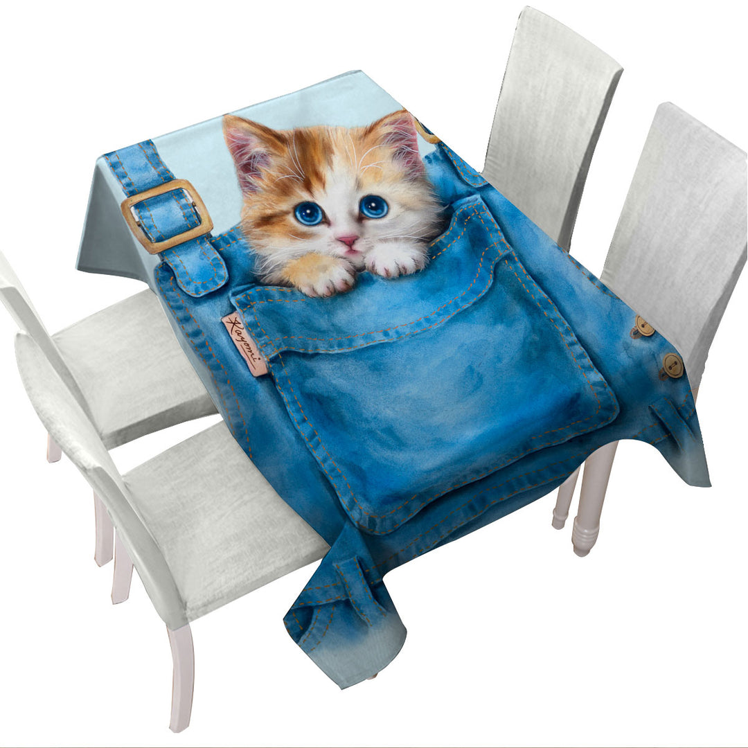 Kids Adorable Animal Drawings Pocket Kitten Custom table Covers