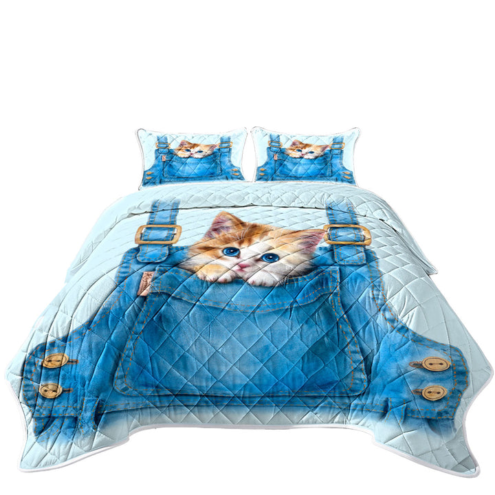 Kids Adorable Animal Drawings Pocket Kitten Quilt