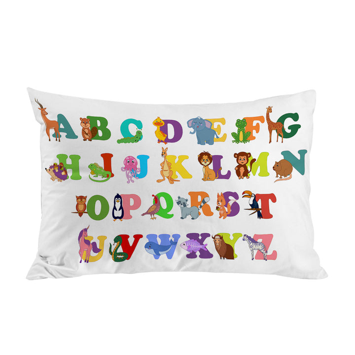 Kids Alphabet Animals Cute Characters Pillowcase