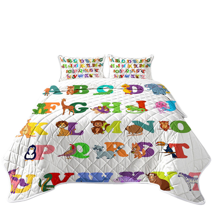 Kids Alphabet Animals Cute Characters Quilt
