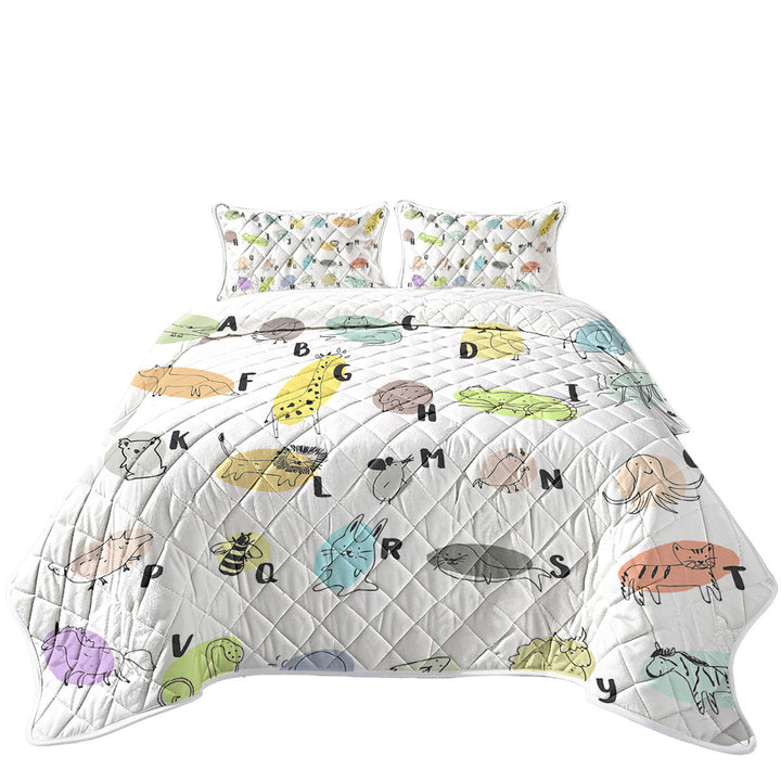 Kids Alphabet Animals Drawings Coverlets