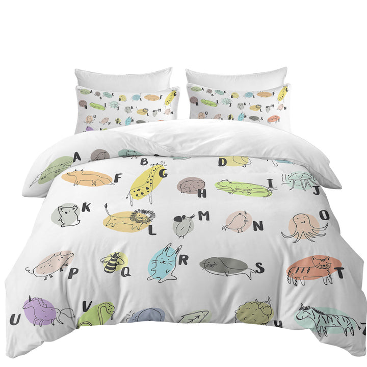 Kids Alphabet Animals Drawings Duvet Covers
