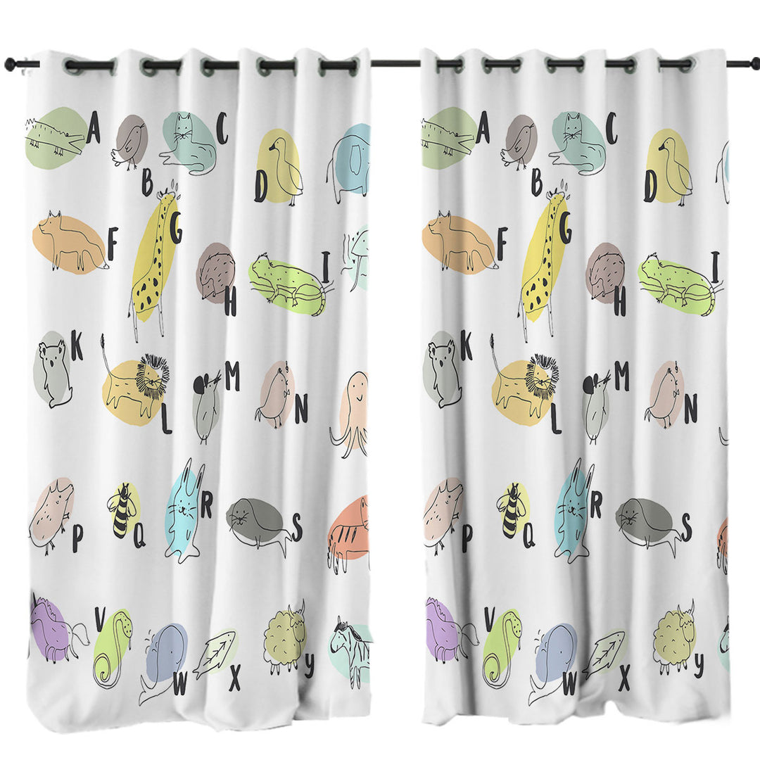 Kids Alphabet Animals Drawings Made to Measure Curtains