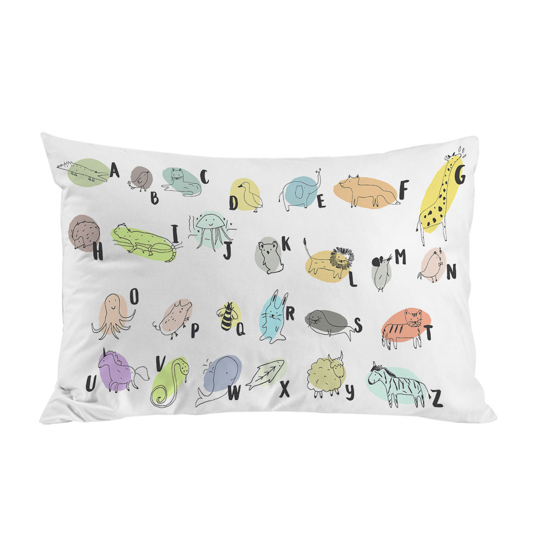 Kids Alphabet Animals Drawings Pillowcase