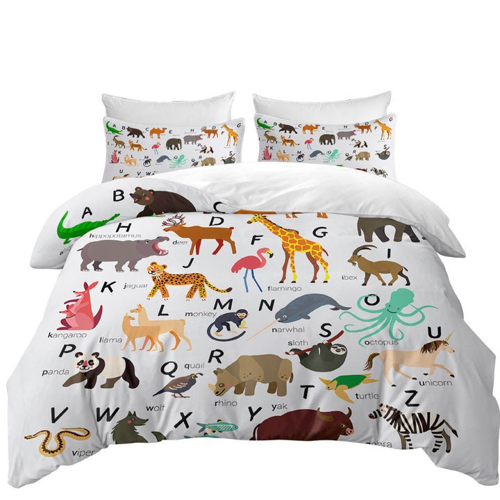 Kids Alphabet Animals Names Bed Covers