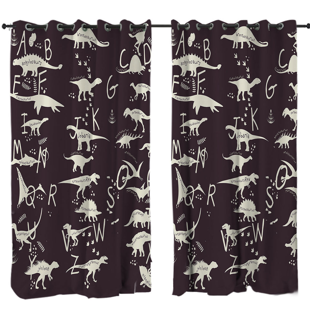 Kids Alphabet Dinosaurs Names Custom Drapes