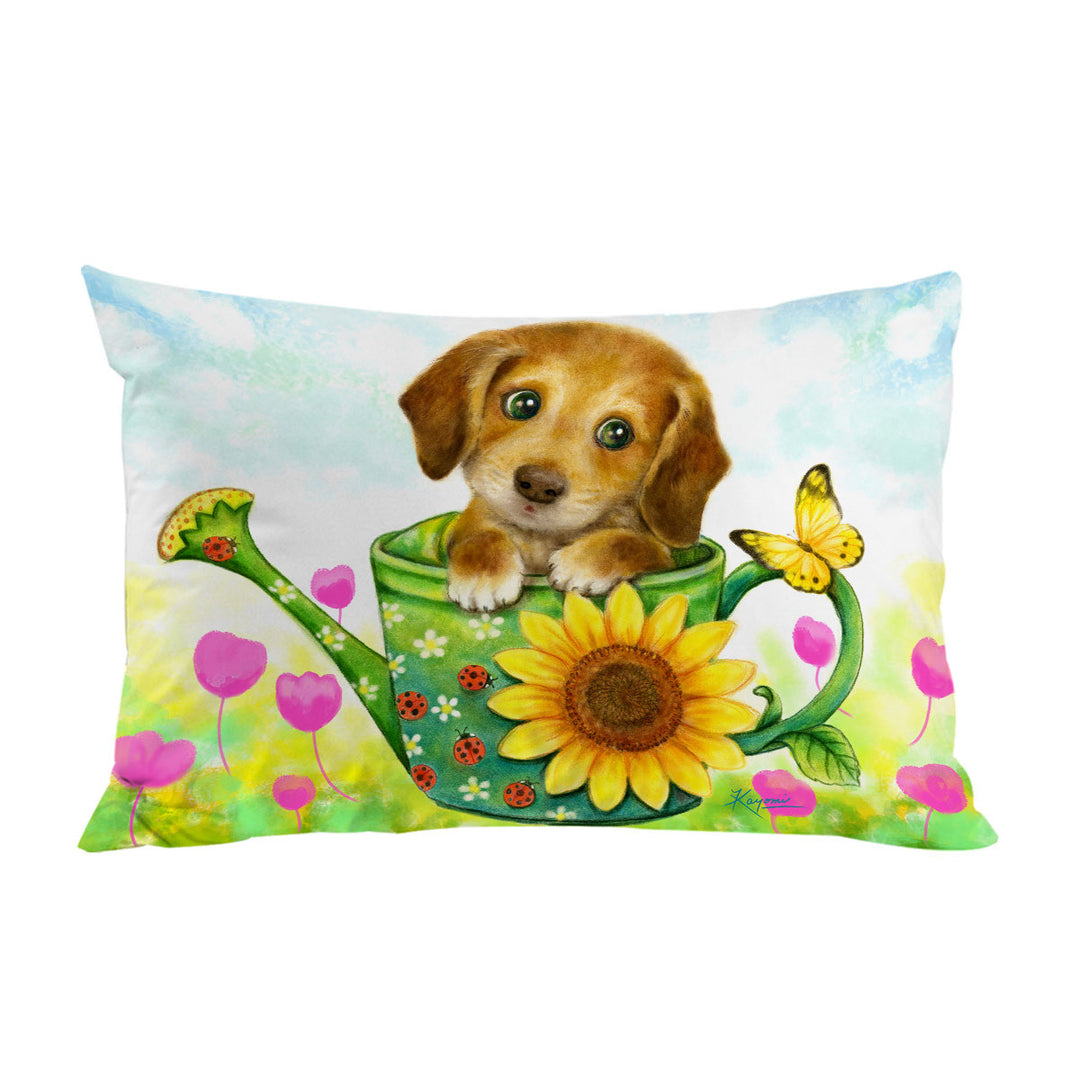 Kids Animal Dogs Art Cute Dachshund in Garden Pillowcases