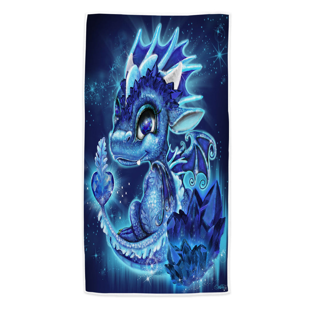 Kids Beach Towels for Gift September Sapphire Birthstone Lil Dragon