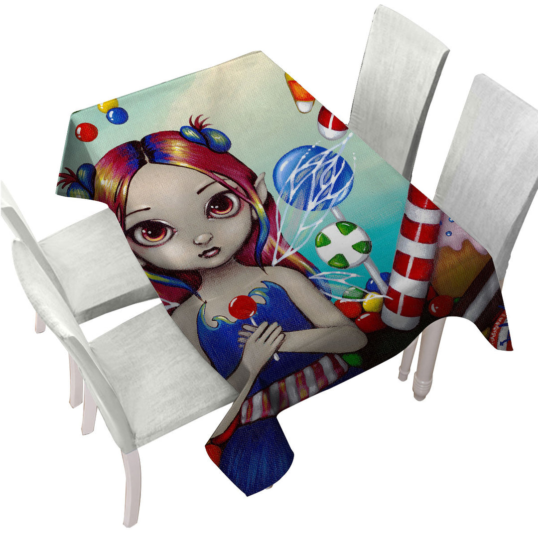 Kids Candy Loving Fairy with a Sweet Tooth Tablecloths