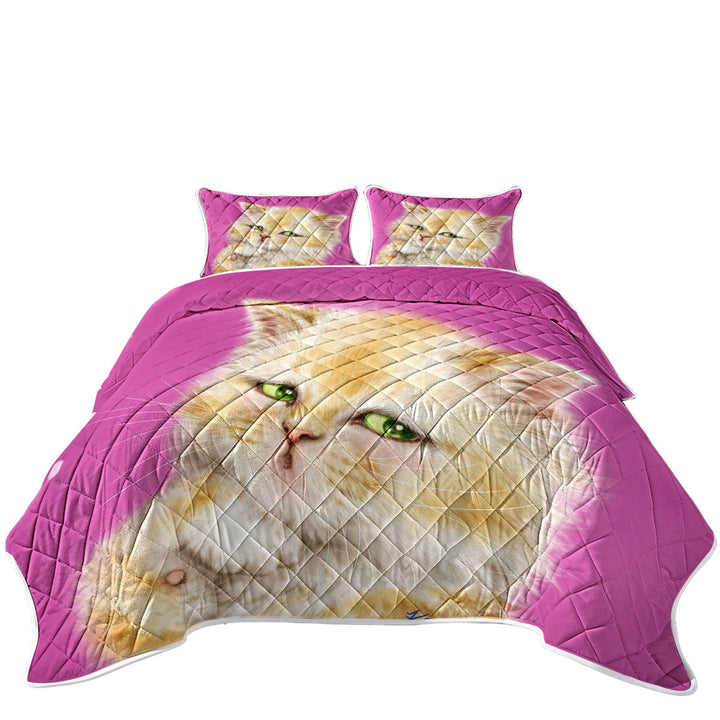 Kids Cats Designs Blushing Little Girl Kitten California King Quilt Sets