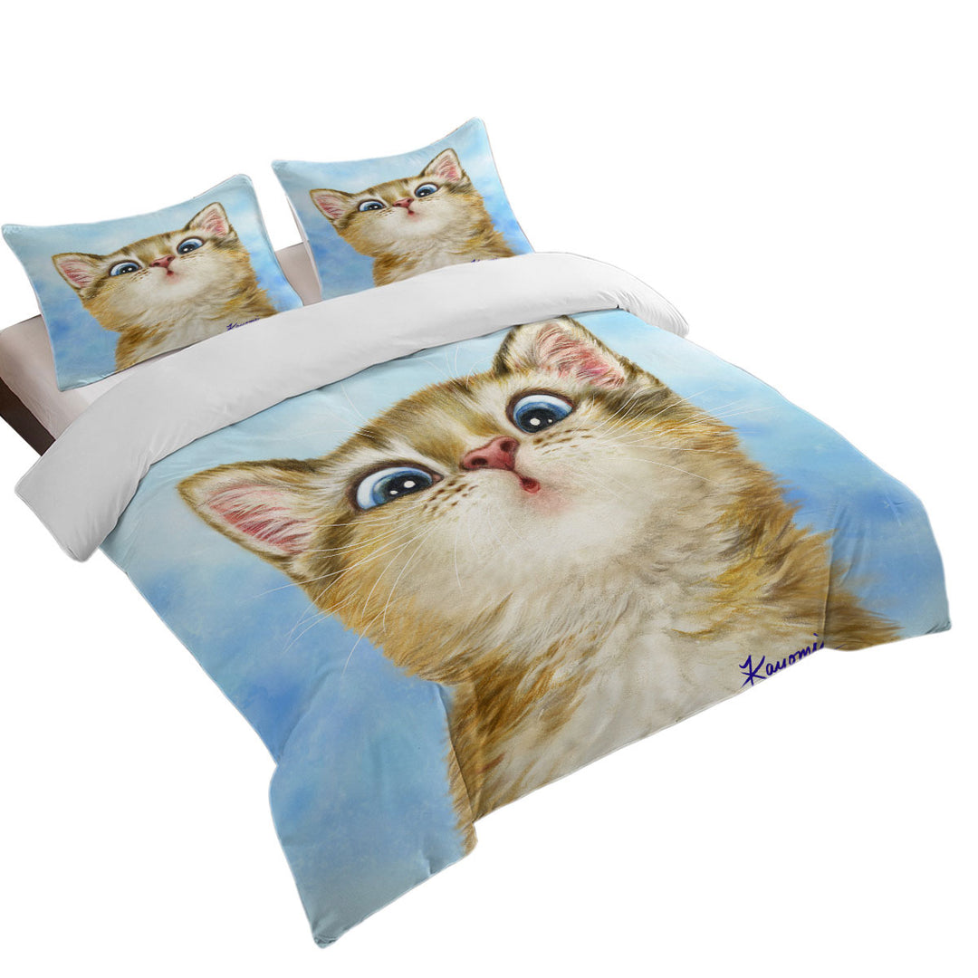 Kids Cats Designs Sweet Confused Kitten Duvet Cover