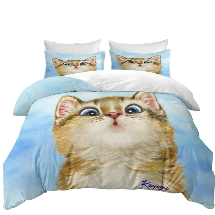 Kids Cats Designs Sweet Confused Kitten Duvet Covers