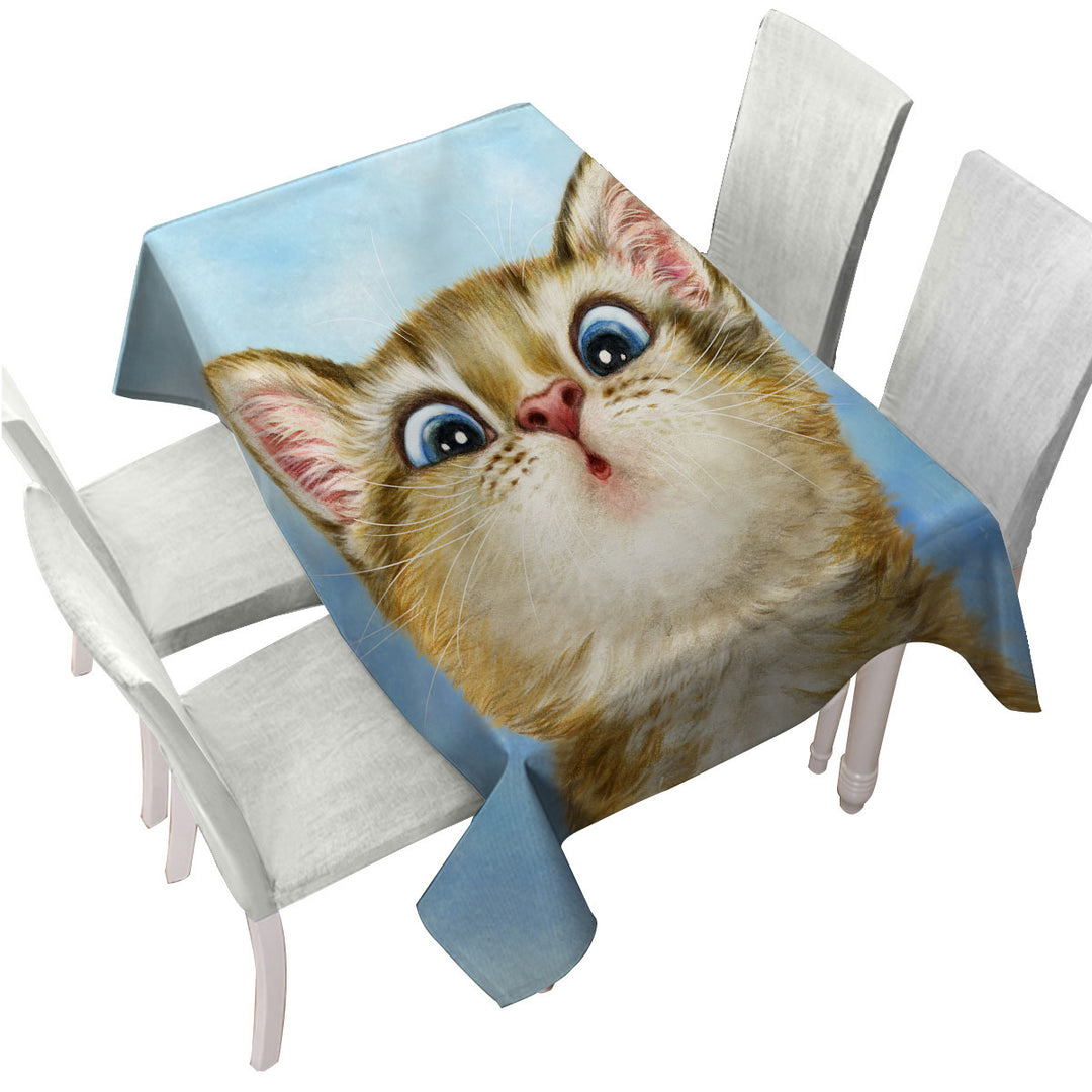 Kids Cats Designs Sweet Confused Kitten Tablecloths