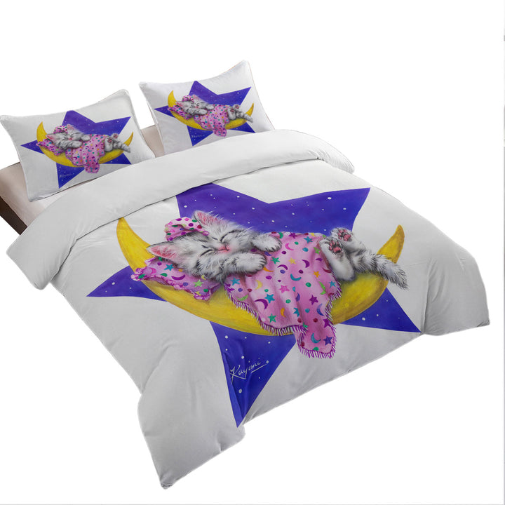 Kids Children Design Moon Bed Kitty Cat Duvet Covers