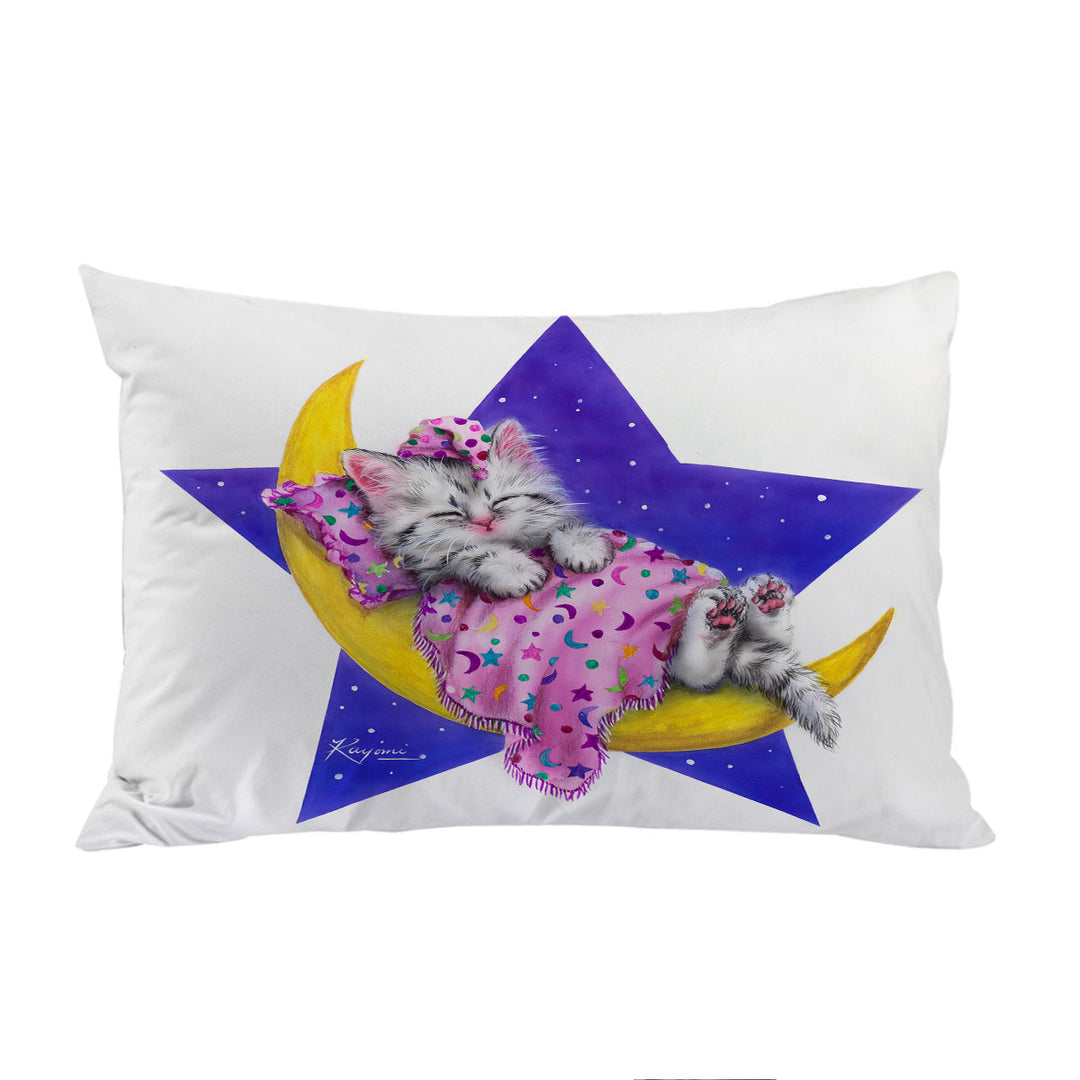 Kids Children Design Moon Bed Kitty Cat Pillow Case Covers
