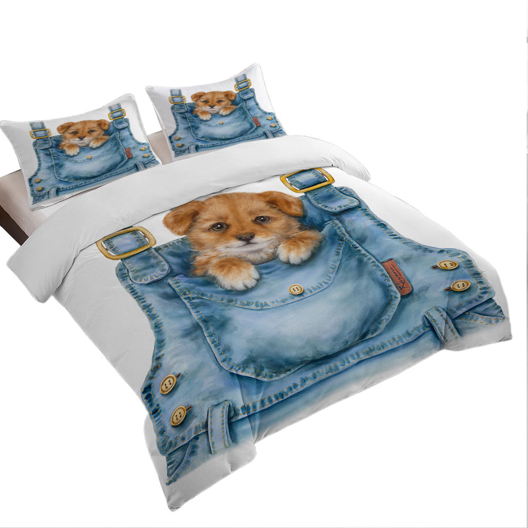 Kids Cute Animal Drawings Pocket Dog Puppy Coverlet