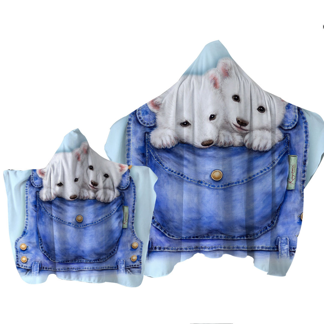 Kids Cute Animal Drawings Pocket Polar Bears Towel Hoodie