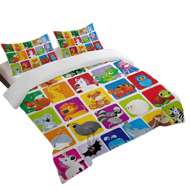 Kids Cute Animals Cartoon Panel Coverlet
