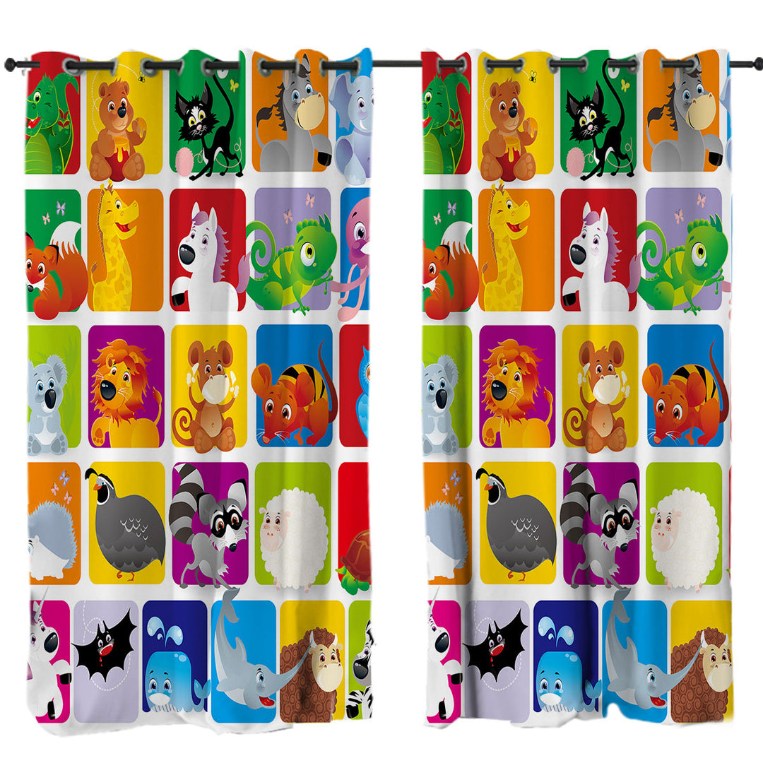 Kids Cute Animals Cartoon Panel Curtain