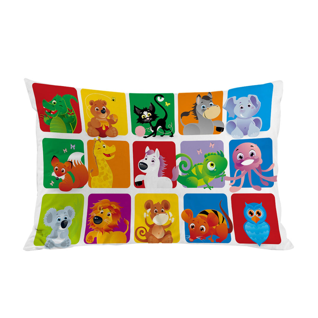 Kids Cute Animals Cartoon Panel Pillow Cases
