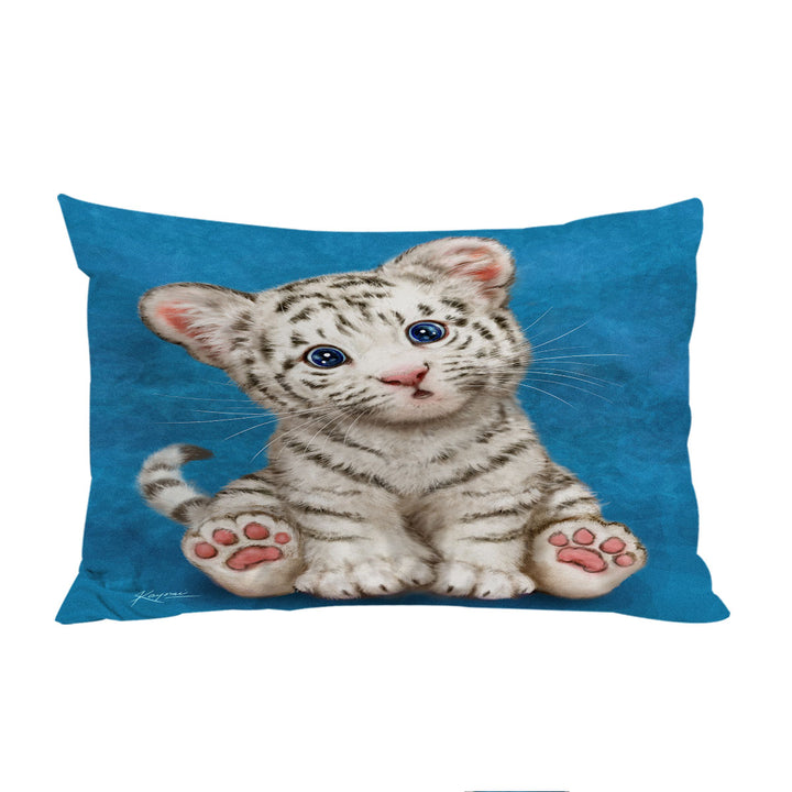 Kids Design Baby Blue Eyes White Tiger Cub Pillow Cases