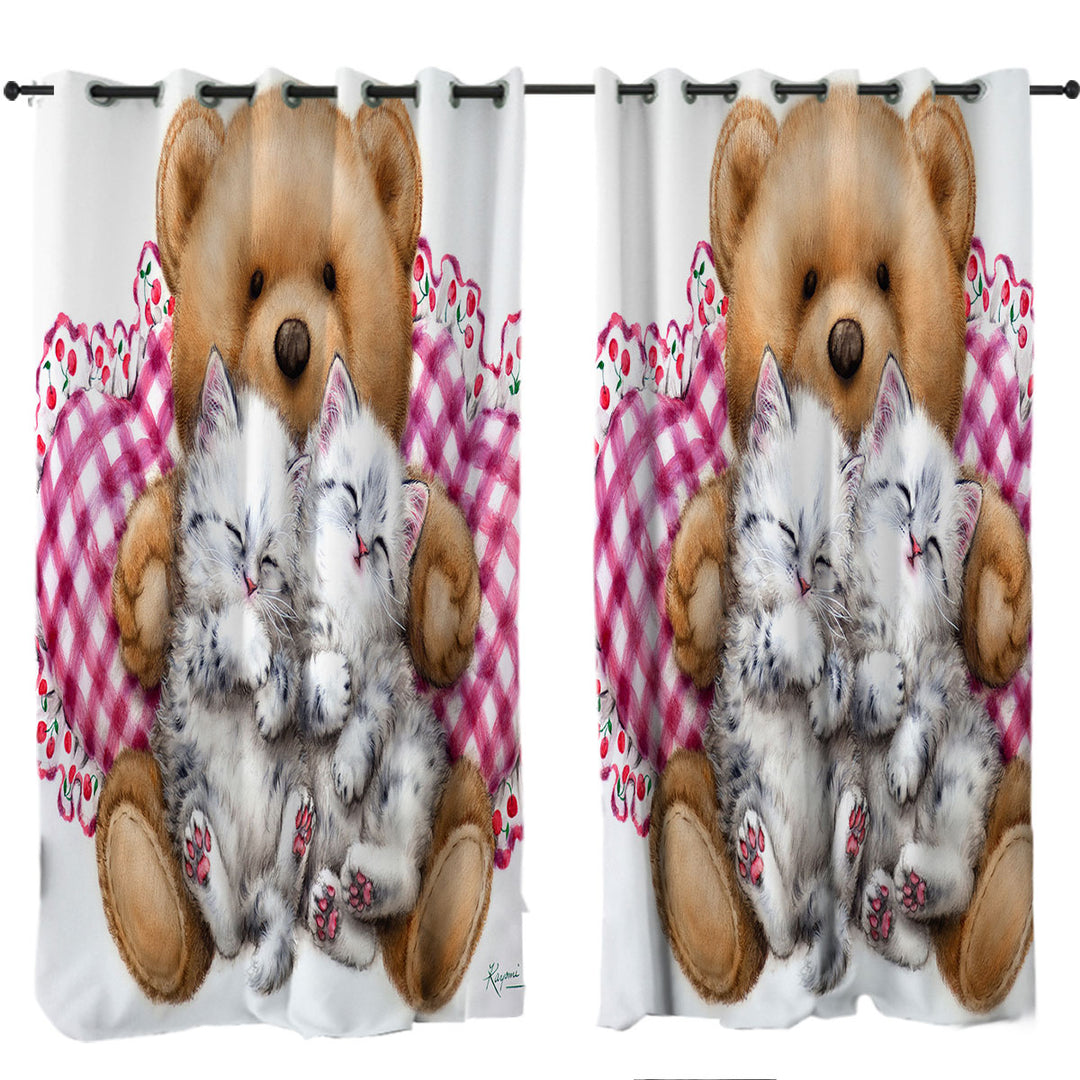 Kids Design Cute Teddy Bear Dream Kittens Curtain