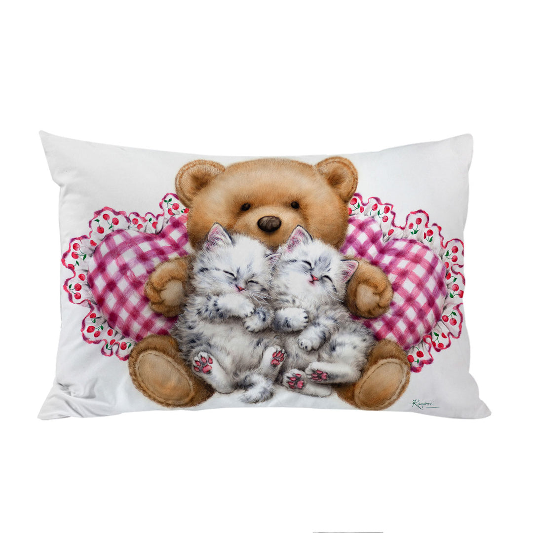 Kids Design Cute Teddy Bear Dream Kittens Custom Pillow Cases