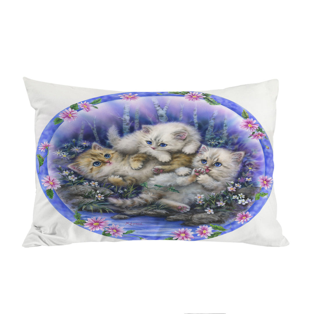 Kids Design Cute Three Kittens Outdoor Adventure King Pillow Cases