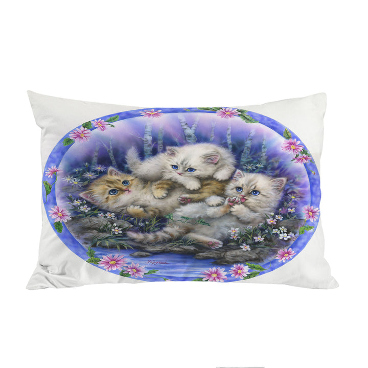 Kids Design Cute Three Kittens Outdoor Adventure King Pillow Cases