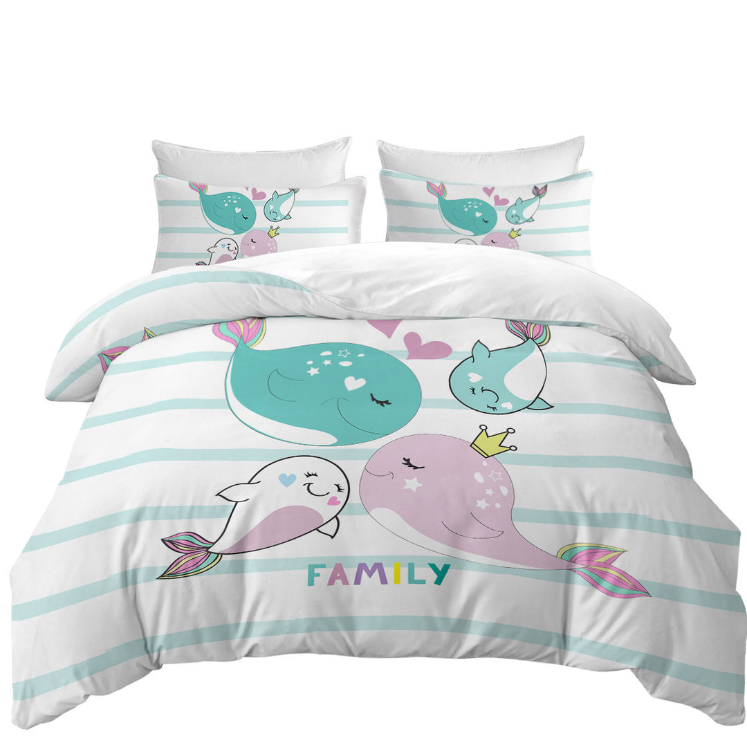 Kids Design Cute Whale Family Duvet Cover