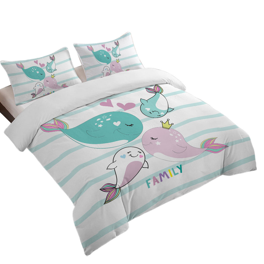 Kids Design Cute Whale Family Duvet Covers