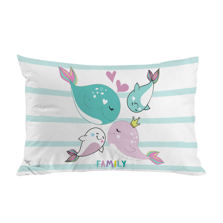 Kids Design Cute Whale Family Pillow Cases