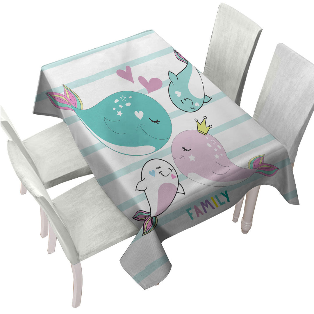Kids Design Cute Whale Family Tablecloth