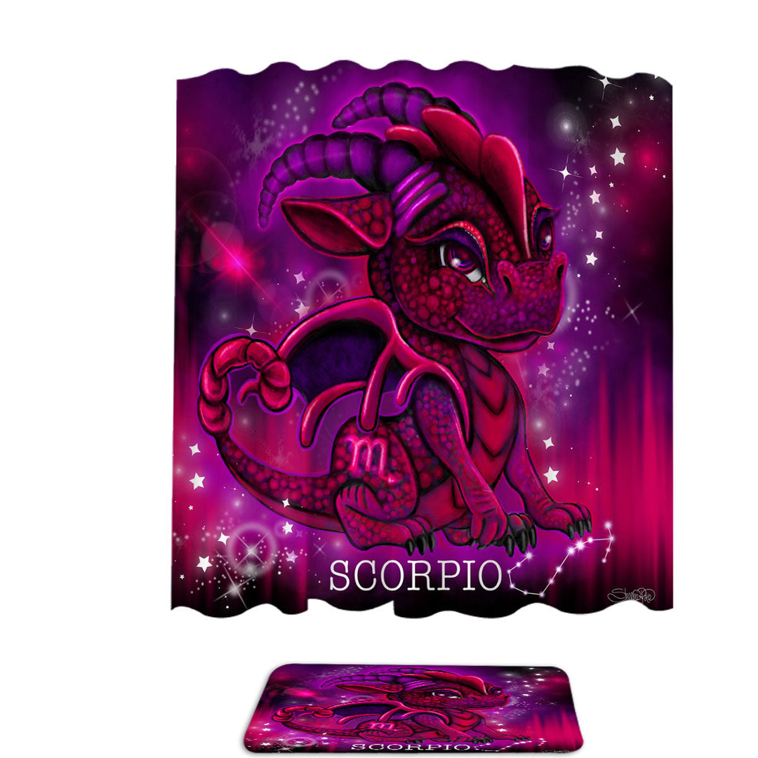 Kids Design Shower Curtains with Scorpio Lil Dragon