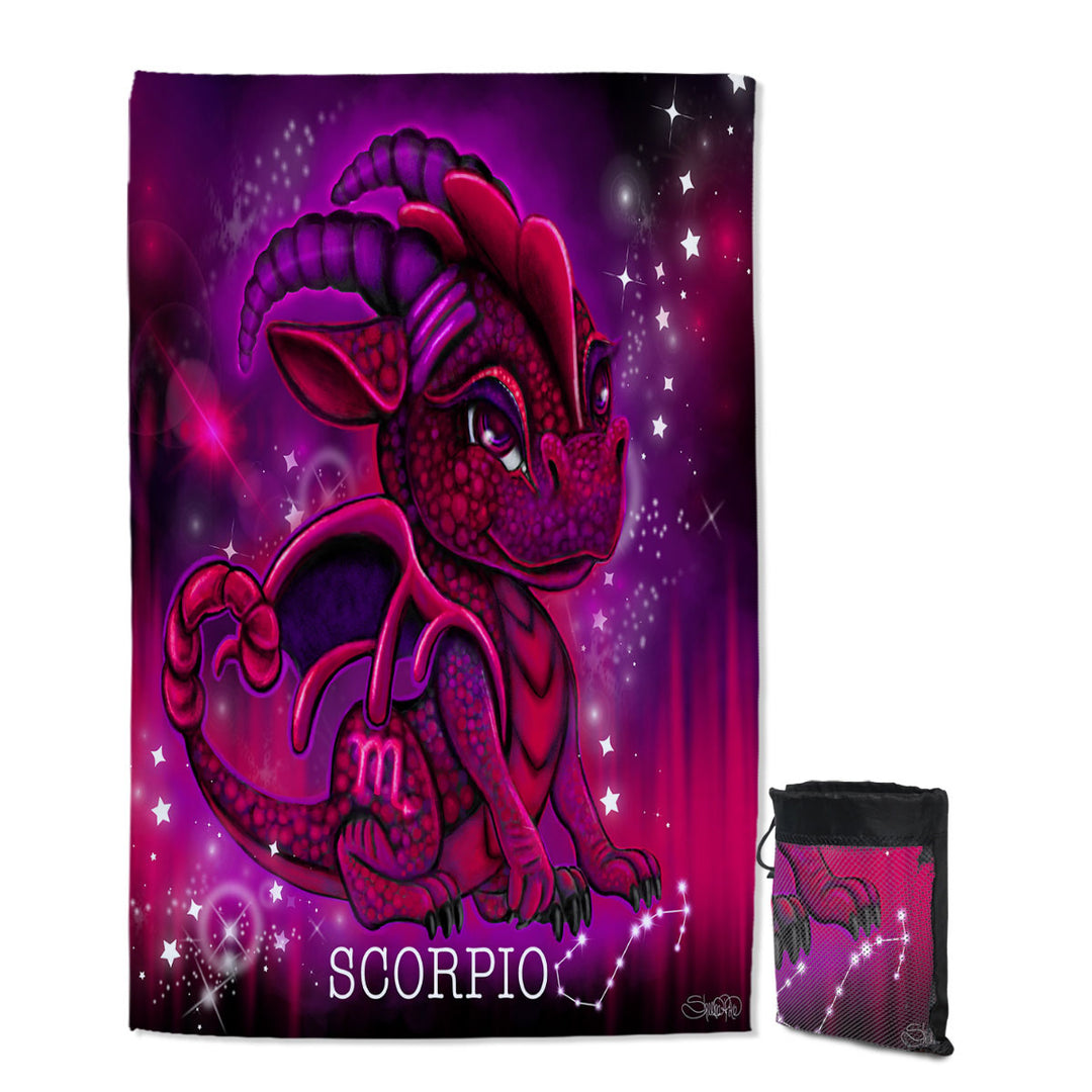 Kids Design Travel Beach Towel with Scorpio Lil Dragon