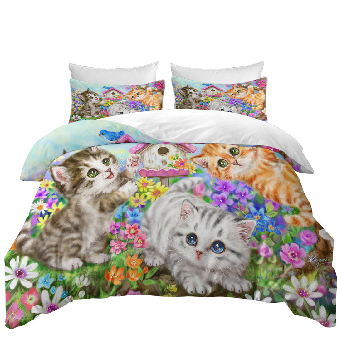 Kids Designs Cute Bird House and Cats Kittens Daybed Covers Sets