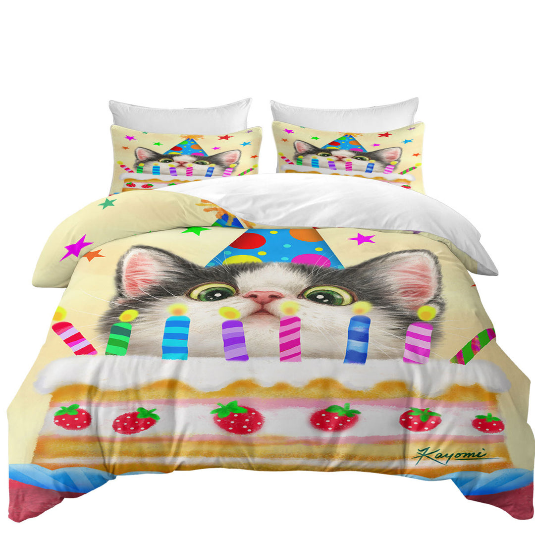 Kids Designs Cute Birthday Cake Kitten Cat Best Duvet Covers