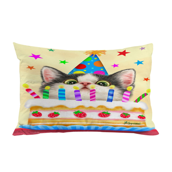 Kids Designs Cute Birthday Cake Kitten Cat Pillow Case Covers