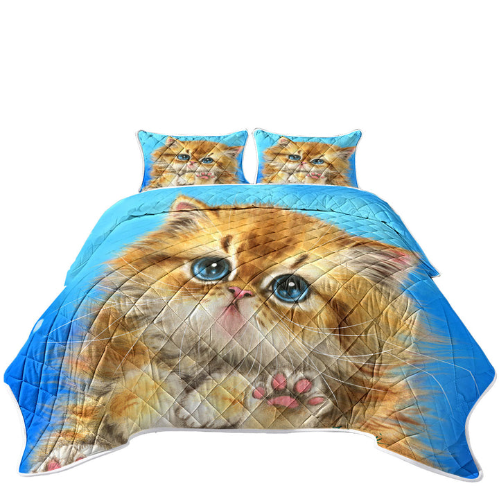 Kids Designs Little Blue Eyes Kitten Quilts for Beds
