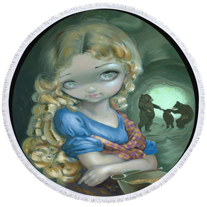 Kids Fairytale Art Portrait of Goldilocks Beach Towel