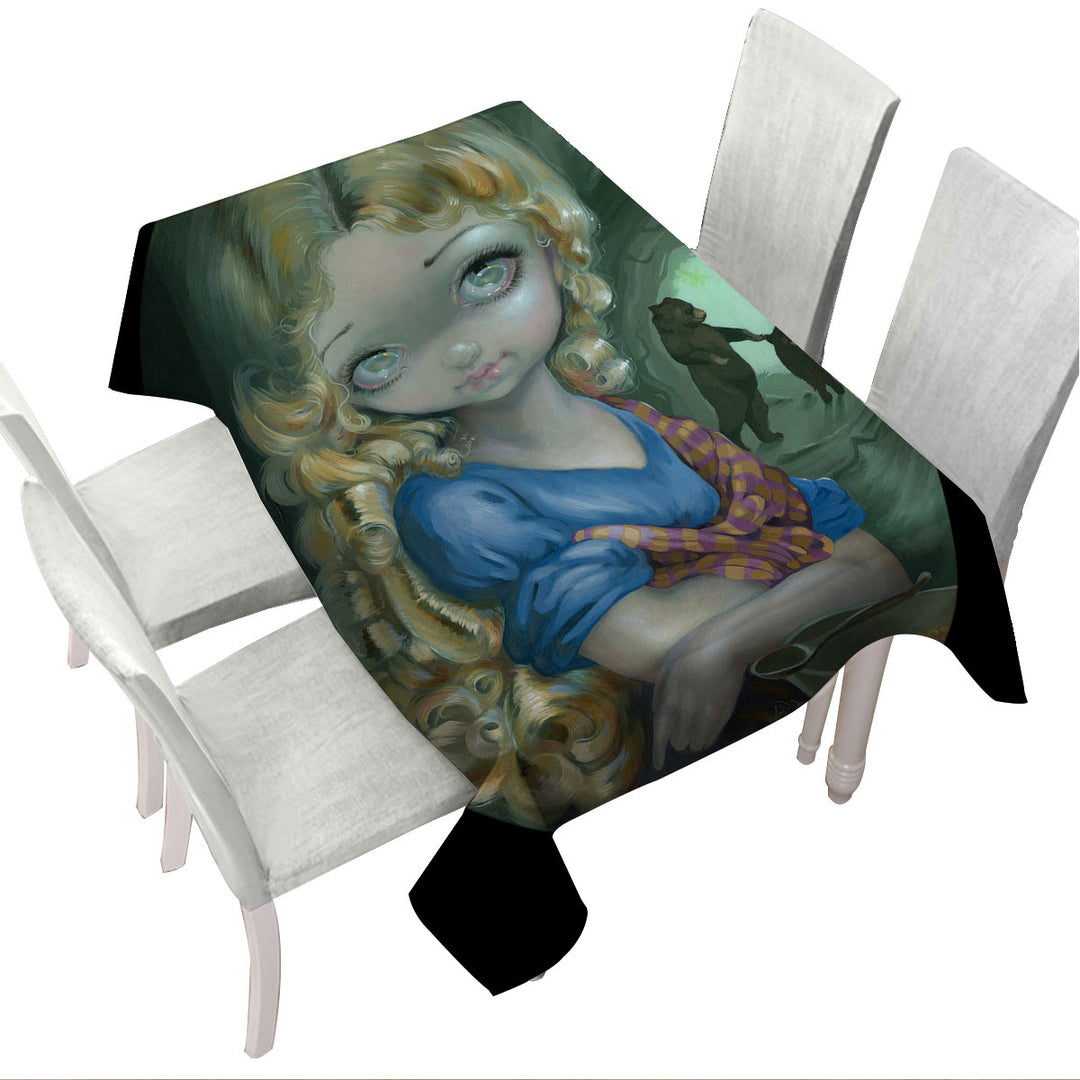 Kids Fairytale Art Portrait of Goldilocks Tablecloth